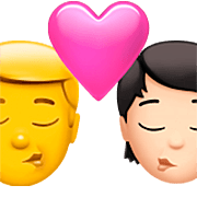 👨‍❤️‍💋‍🧑🏻 Emoji sich küssendes Paar: Mannn, Person, Kein Hautton, helle Hautfarbe Apple iOS 16.4.