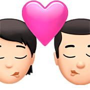 Emoji 🧑🏻‍❤️‍💋‍👨🏻 Bacio Tra Coppia: persona, uomo, Carnagione Chiara su Apple iOS 16.4.