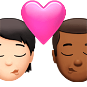 Emoji 🧑🏻‍❤️‍💋‍👨🏾 Bacio Tra Coppia: persona, uomo, Carnagione Chiara, Carnagione Abbastanza Scura su Apple iOS 16.4.