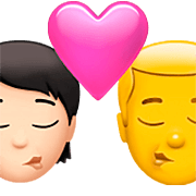 🧑🏻‍❤️‍💋‍👨 Emoji sich küssendes Paar: Person, Mannn, helle Hautfarbe, Kein Hautton Apple iOS 16.4.
