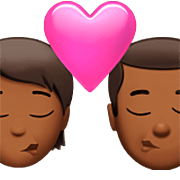 🧑🏾‍❤️‍💋‍👨🏾 Emoji sich küssendes Paar: Person, Mannn, mitteldunkle Hautfarbe Apple iOS 16.4.