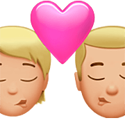 Emoji 🧑🏼‍❤️‍💋‍👨🏼 Bacio Tra Coppia: persona, uomo, Carnagione Abbastanza Chiara su Apple iOS 16.4.