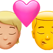 🧑🏼‍❤️‍💋‍👨 Emoji sich küssendes Paar: Person, Mannn, mittelhelle Hautfarbe, Kein Hautton Apple iOS 16.4.