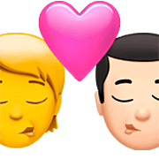 🧑‍❤️‍💋‍👨🏻 Emoji Beso: Persona, Hombre, Sin tono de piel, Tono De Piel Claro en Apple iOS 16.4.