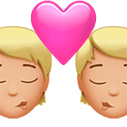 Emoji 🧑🏼‍❤️‍💋‍🧑🏼 Bacio Tra Coppia: persona, persona, Carnagione Abbastanza Chiara su Apple iOS 16.4.
