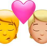 Emoji 🧑‍❤️‍💋‍🧑🏼 Bacio Tra Coppia: persona, persona, Nessun tono della pelle, Carnagione Abbastanza Chiara su Apple iOS 16.4.
