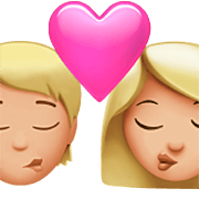 Emoji 🧑🏼‍❤️‍💋‍👩🏼 Bacio Tra Coppia: persona, Donna, Carnagione Abbastanza Chiara su Apple iOS 16.4.