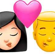 Emoji 👩🏻‍❤️‍💋‍👨 Bacio Tra Coppia - Donna: Carnagione Chiara, Hombre su Apple iOS 16.4.