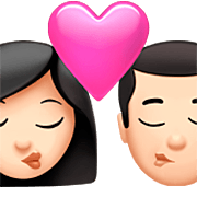 Emoji 👩🏻‍❤️‍💋‍👨🏻 Bacio Tra Coppia - Donna: Carnagione Chiara, Uomo: Carnagione Chiara su Apple iOS 16.4.