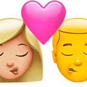 Emoji 👩🏼‍❤️‍💋‍👨 Bacio Tra Coppia - Donna: Carnagione Abbastanza Chiara, Hombre su Apple iOS 16.4.