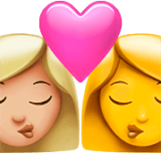 Emoji 👩🏼‍❤️‍💋‍👩 Bacio Tra Coppia - Donna: Carnagione Abbastanza Chiara, Donna su Apple iOS 16.4.