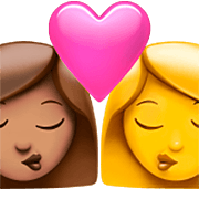 👩🏽‍❤️‍💋‍👩 Emoji sich küssendes Paar - Frau: mittlere Hautfarbe, Frau Apple iOS 16.4.