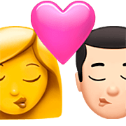 Emoji 👩‍❤️‍💋‍👨🏻 Bacio Tra Coppia - Donna, Uomo: Carnagione Chiara su Apple iOS 16.4.