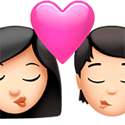 👩🏻‍❤️‍💋‍🧑🏻 Emoji sich küssendes Paar: Frau, Person, helle Hautfarbe Apple iOS 16.4.