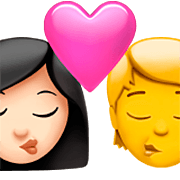 👩🏻‍❤️‍💋‍🧑 Emoji Beso: Mujer, Persona, Tono De Piel Claro, Sin tono de piel en Apple iOS 16.4.