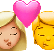 👩🏼‍❤️‍💋‍🧑 Emoji Beso: Mujer, Persona, Tono De Piel Claro Medio, Sin tono de piel en Apple iOS 16.4.