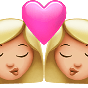 👩🏼‍❤️‍💋‍👩🏼 Emoji sich küssendes Paar - Frau: mittelhelle Hautfarbe, Frau: mittelhelle Hautfarbe Apple iOS 16.4.