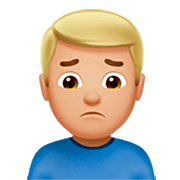 Emoji 🙍🏼‍♂️ Uomo Corrucciato: Carnagione Abbastanza Chiara su Apple iOS 16.4.