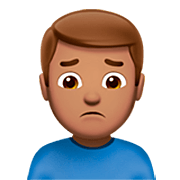 🙍🏽‍♂️ Emoji missmutiger Mann: mittlere Hautfarbe Apple iOS 16.4.