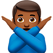 Emoji 🙅🏾‍♂️ Uomo Con Gesto Di Rifiuto: Carnagione Abbastanza Scura su Apple iOS 16.4.
