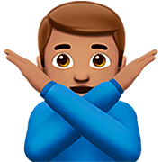 🙅🏽‍♂️ Emoji Homem Fazendo Gesto De «não»: Pele Morena na Apple iOS 16.4.