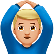 Emoji 🙆🏼‍♂️ Uomo Con Gesto OK: Carnagione Abbastanza Chiara su Apple iOS 16.4.