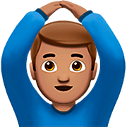 Emoji 🙆🏽‍♂️ Uomo Con Gesto OK: Carnagione Olivastra su Apple iOS 16.4.