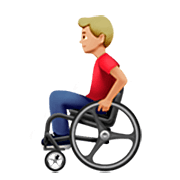 👨🏼‍🦽 Emoji Mann in manuellem Rollstuhl: mittelhelle Hautfarbe Apple iOS 16.4.