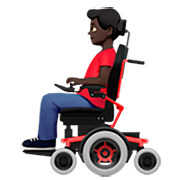 👨🏿‍🦼 Emoji Mann in elektrischem Rollstuhl: dunkle Hautfarbe Apple iOS 16.4.