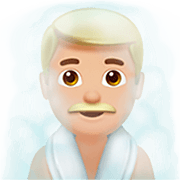 🧖🏼‍♂️ Emoji Homem Na Sauna: Pele Morena Clara na Apple iOS 16.4.