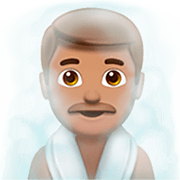 🧖🏽‍♂️ Emoji Mann in Dampfsauna: mittlere Hautfarbe Apple iOS 16.4.