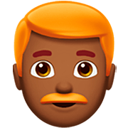 👨🏾‍🦰 Emoji Hombre: Tono De Piel Oscuro Medio Y Pelo Pelirrojo en Apple iOS 16.4.