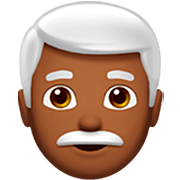 👨🏾‍🦳 Emoji Mann: mitteldunkle Hautfarbe, weißes Haar Apple iOS 16.4.