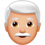 👨🏼‍🦳 Emoji Mann: mittelhelle Hautfarbe, weißes Haar Apple iOS 16.4.