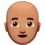 👨🏽‍🦲 Emoji Mann: mittlere Hautfarbe, Glatze Apple iOS 16.4.