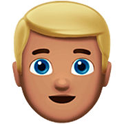 👱🏽‍♂️ Emoji Mann: mittlere Hautfarbe, blond Apple iOS 16.4.