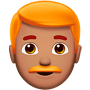👨🏽‍🦰 Emoji Mann: mittlere Hautfarbe, rotes Haar Apple iOS 16.4.