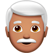 👨🏽‍🦳 Emoji Mann: mittlere Hautfarbe, weißes Haar Apple iOS 16.4.