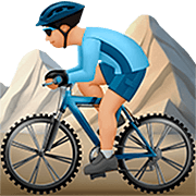 🚵🏼‍♂️ Emoji Homem Fazendo Mountain Bike: Pele Morena Clara na Apple iOS 16.4.