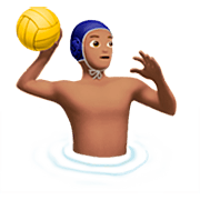 🤽🏽‍♂️ Emoji Wasserballspieler: mittlere Hautfarbe Apple iOS 16.4.
