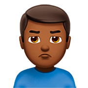 🙎🏾‍♂️ Emoji schmollender Mann: mitteldunkle Hautfarbe Apple iOS 16.4.