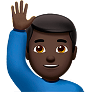 🙋🏿‍♂️ Emoji Hombre Con La Mano Levantada: Tono De Piel Oscuro en Apple iOS 16.4.