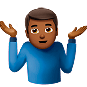 Emoji 🤷🏾‍♂️ Uomo Che Scrolla Le Spalle: Carnagione Abbastanza Scura su Apple iOS 16.4.