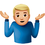 Emoji 🤷🏼‍♂️ Uomo Che Scrolla Le Spalle: Carnagione Abbastanza Chiara su Apple iOS 16.4.