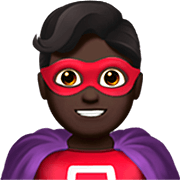 Emoji 🦸🏿‍♂️ Supereroe Uomo: Carnagione Scura su Apple iOS 16.4.