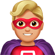 🦸🏼‍♂️ Emoji Homem Super-herói: Pele Morena Clara na Apple iOS 16.4.