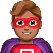 Émoji 🦸🏽‍♂️ Super-héros Homme : Peau Légèrement Mate sur Apple iOS 16.4.