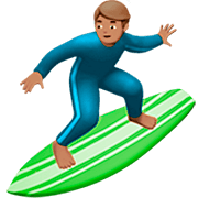 🏄🏽‍♂️ Emoji Homem Surfista: Pele Morena na Apple iOS 16.4.