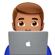 👨🏽‍💻 Emoji IT-Experte: mittlere Hautfarbe Apple iOS 16.4.