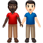 👨🏿‍🤝‍👨🏻 Emoji händchenhaltende Männer: dunkle Hautfarbe, helle Hautfarbe Apple iOS 16.4.